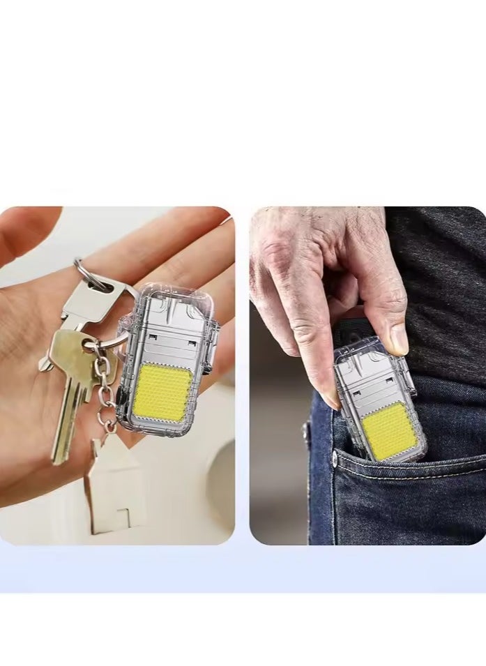 Generic Outdoor Windproof Double  Lighter Transparent Body Lighter USB Plasma Lighter with Light  - Image 2