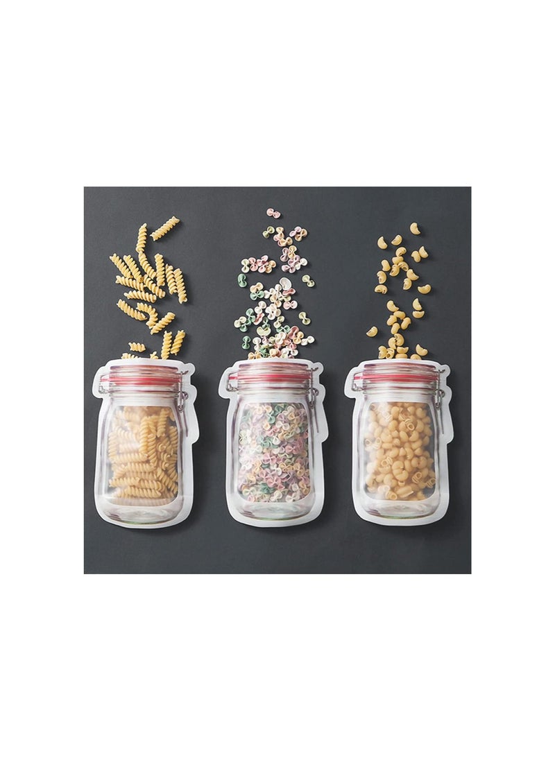 Reusable Mason Jar Ziplock Bags,Mason Jar Bottle Bags,Mason Bottle Zip Lock Bags,Mason Jar Bags Reusable Stand Up,Mason Jar Bottle Pattern Zipper Bags (12PCS)