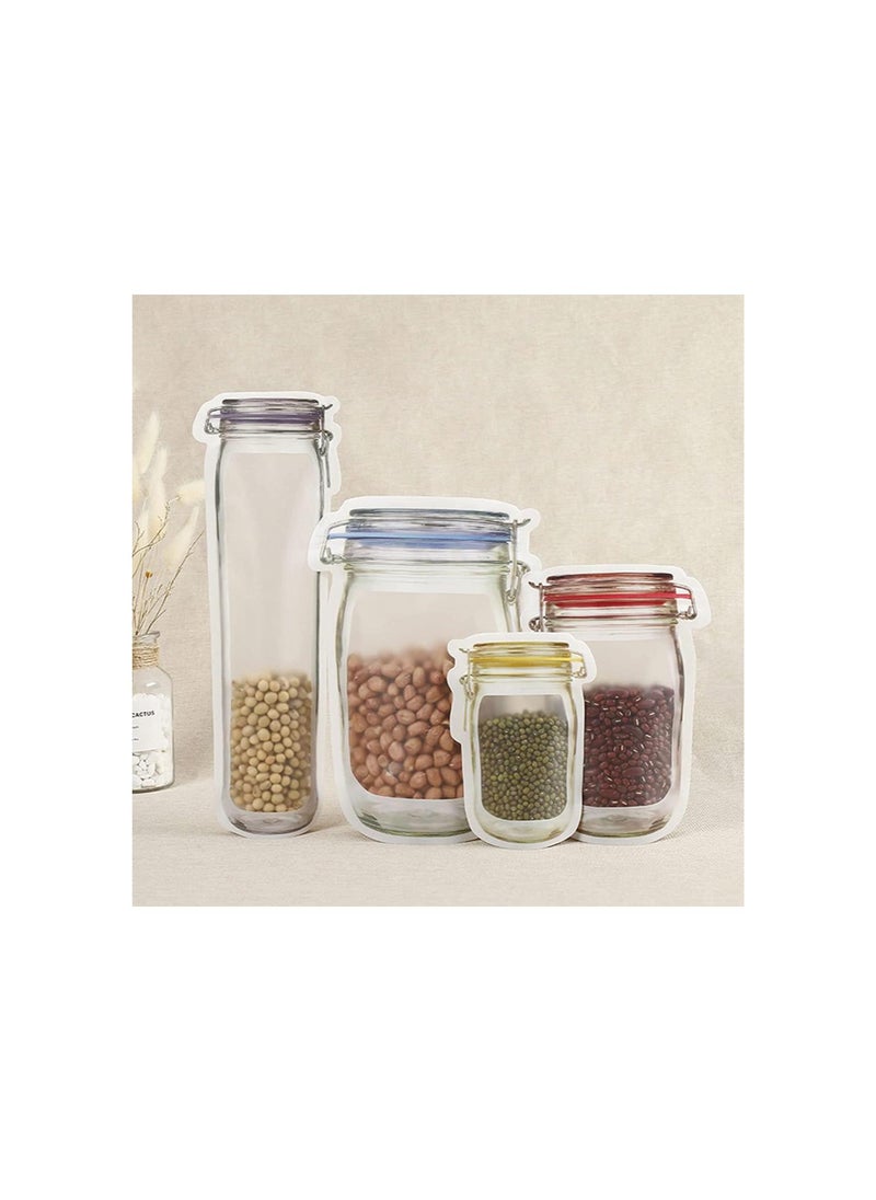 Reusable Mason Jar Ziplock Bags,Mason Jar Bottle Bags,Mason Bottle Zip Lock Bags,Mason Jar Bags Reusable Stand Up,Mason Jar Bottle Pattern Zipper Bags (12PCS)