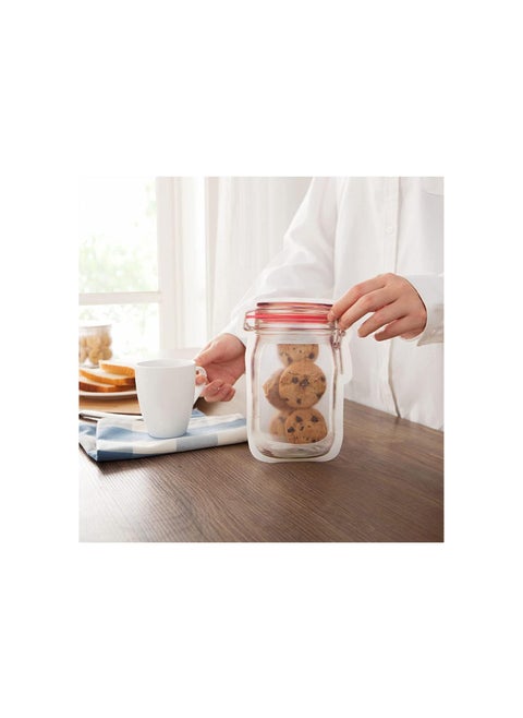 Reusable Mason Jar Ziplock Bags,Mason Jar Bottle Bags,Mason Bottle Zip Lock Bags,Mason Jar Bags Reusable Stand Up,Mason Jar Bottle Pattern Zipper Bags (12PCS)