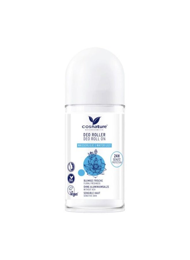 cosnature Deodorant Roll-On with Water Lily Natural Vegan Deodorant with 24h Freshness & Protection 50 ML – Made in Germany - Image 1