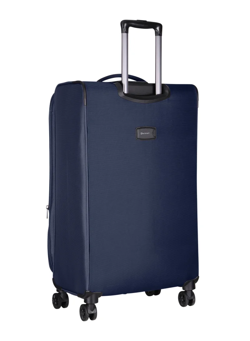 eminent Expandable Luggage Trolley Bag Soft Suitcase for Unisex Travel Polyester Shell Lightweight with TSA lock Double Spinner Wheels E765SZ Medium Checked 24 Inch Navy Blue