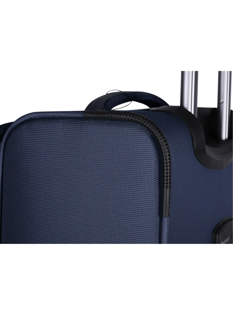 eminent Expandable Luggage Trolley Bag Soft Suitcase for Unisex Travel Polyester Shell Lightweight with TSA lock Double Spinner Wheels E765SZ Medium Checked 24 Inch Navy Blue
