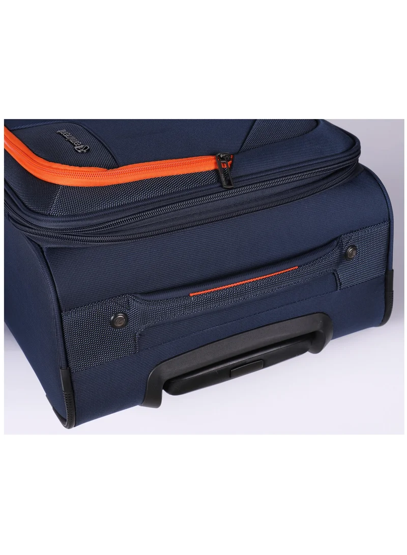 eminent Expandable Luggage Trolley Bag Soft Suitcase for Unisex Travel Polyester Shell Lightweight with TSA lock Double Spinner Wheels E765SZ Medium Checked 24 Inch Navy Blue