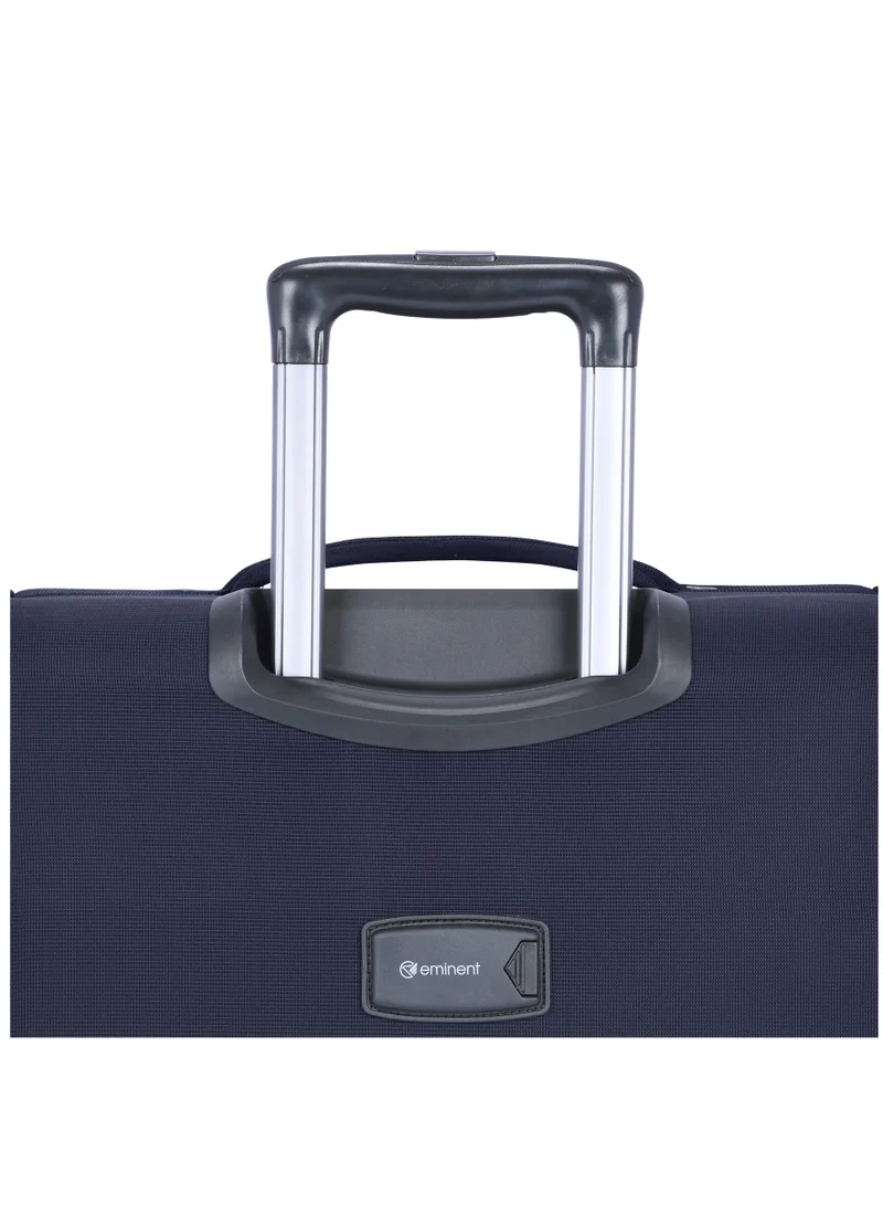 eminent Expandable Luggage Trolley Bag Soft Suitcase for Unisex Travel Polyester Shell Lightweight with TSA lock Double Spinner Wheels E765SZ Medium Checked 24 Inch Navy Blue