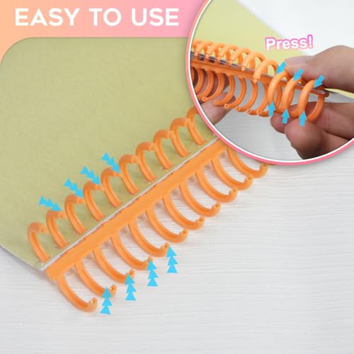 Rayson Click Binding Spines, 34-Hole Click Binding Ring for A4 and U.S. Letter Size Paper, Multi-Color, 3/5" Diameter, 3:1 Pitch, Binds Up to 120 Sheets, 30 Pack - Image 4