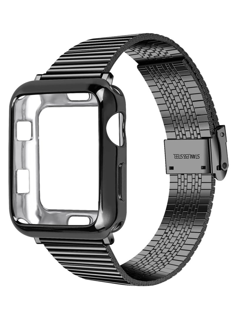 Captaintech Metal Band Stainless Steel Compatible for Apple Watch Bands 42/44mm with Case Sport Adjustable Watch Bands Suitable for IWatch Series SE 6 / 5/4 / 3/2/1 for Women Men - Image 1