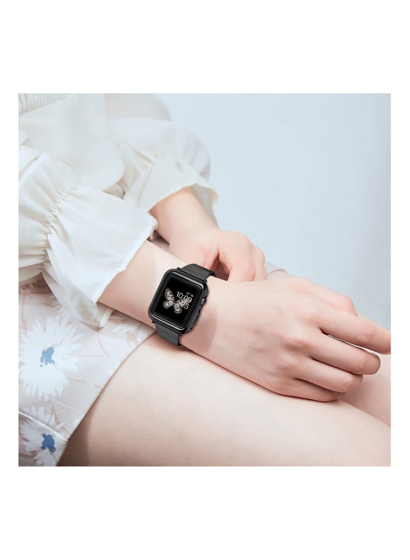 Captaintech Metal Band Stainless Steel Compatible for Apple Watch Bands 42/44mm with Case Sport Adjustable Watch Bands Suitable for IWatch Series SE 6 / 5/4 / 3/2/1 for Women Men - Image 5