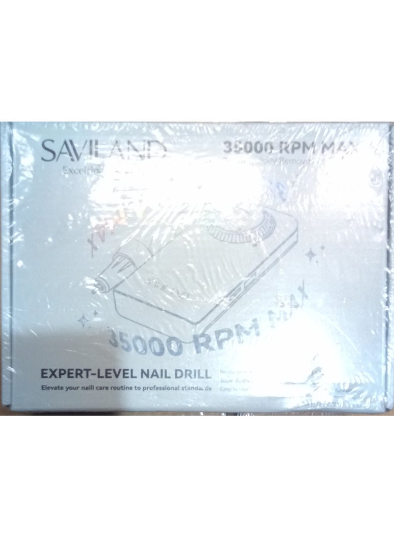 سافي لاند ماكينة حفر أظافر كهربائية احترافية من سافيلاند - مبرد أظافر قابل لإعادة الشحن بسرعة 35,000 دورة في الدقيقة للعناية بالأظافر والقدمين