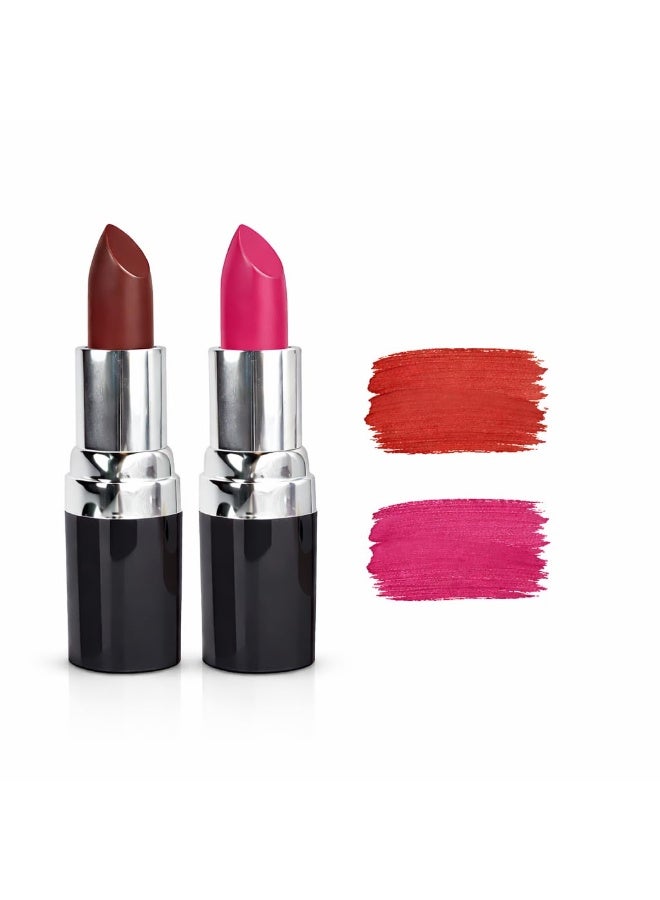 Barva Natural & Moisturising Lipsticks made using Clarified Butter, Kokum butter and Mineral Colours, 4.3g (Pack of 2) (Passion 504 & Fuchsia 336) - Image 1