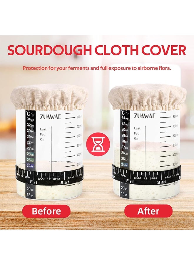 Ba Love 4 Pcs Cotton Cloth Cover, Bread Basket Bag Reusable Sourdough Jar Cover for Bakery Home Baking Professional Baking Tools for Shaping Small to Medium Sized Dough, 3-4 Inch - Image 5
