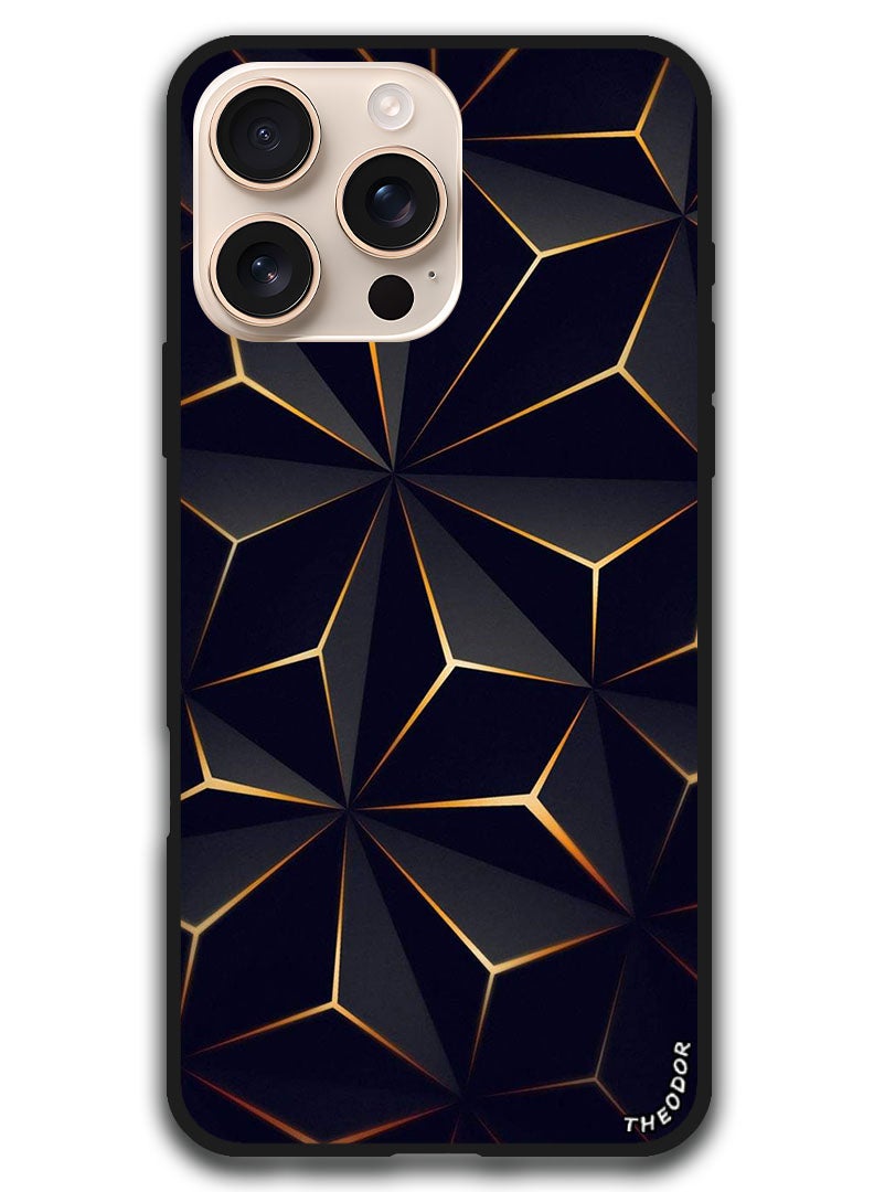 Theodor Protective Case Anti Scratch Shock Proof Bumper Cover For iPhone 16 Pro Max (6.9)-inch Black Gold Patter - Image 1