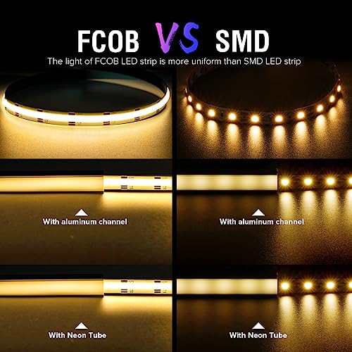 BTF-LIGHTING FCOB COB LED Strip CCT Flexible High Density 16.4FT 640LED/m Tunable 3000K-6000K CRI 90+ Dimmable Light Ribbon for Bedroom Kitchen Indoor Decoration DC24V(No Adapter or Controller) - Image 2