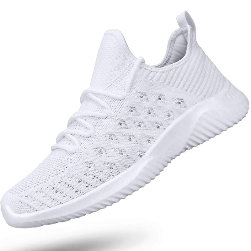 Feethit Mens Slip On Walking Shoes Lightweight Breathable Non Slip Running Shoes Comfortable Fashion Sneakers for Men White Size 12