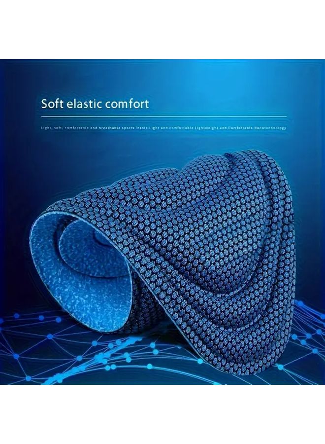 Blue 5D Memory Foam Insoles EU43 44 Breathable Sweat Absorbent Massage Support For Men Women - Image 4