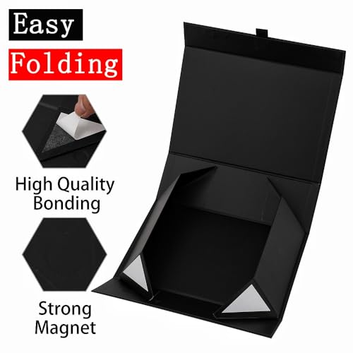 PLINJOY Black Gift Box 8x8x4 Inches Small Gift Boxes for Presents with Magnetic Closure Lid Luxury Collapsible Gift Box Bridesmaid, Wedding, Birthday Boxs for Gift Packaging - Image 3