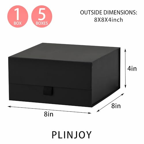 PLINJOY Black Gift Box 8x8x4 Inches Small Gift Boxes for Presents with Magnetic Closure Lid Luxury Collapsible Gift Box Bridesmaid, Wedding, Birthday Boxs for Gift Packaging - Image 4