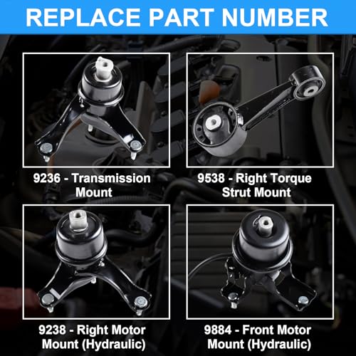 DOFOCH Engine Motor & Transmission Mount Set Compatible with 2007-2017 Toyota Camry 3.5L Replaces#A42017HY, A62036, A62025, A4288, EM-9884, EM-9238, EM-9538, EM-9236 - Image 3