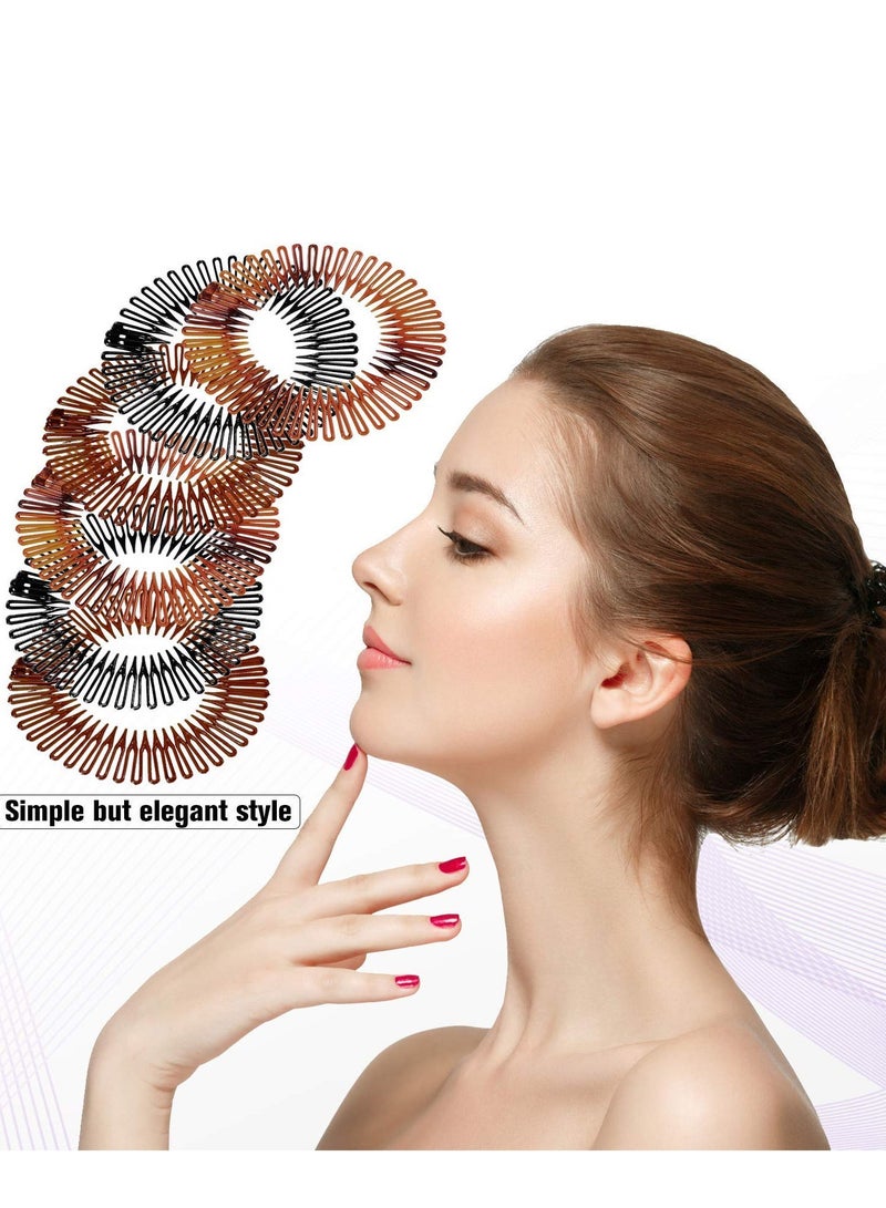 Excefore Stretch Hair Comb, 9 Pieces Full Circular Stretch Combs Headband, Flexible Plastic Circle Comb Hairband Holder for Women Girls Sports Hair Accessories, 3 Colors (Black, Coffee, Tortoise Shell) - Image 5