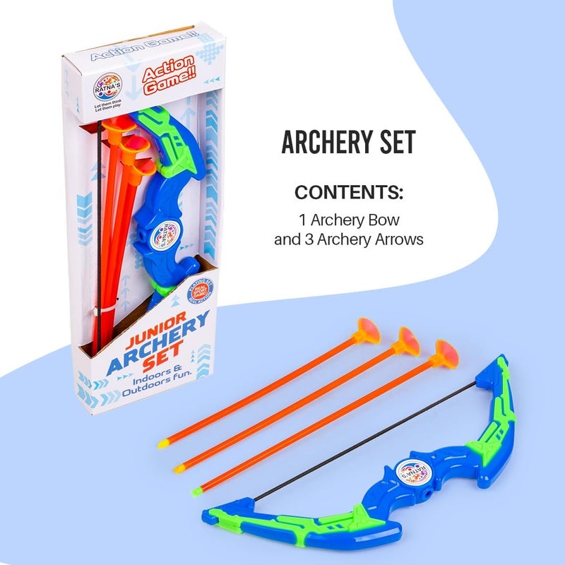RATNA'S مجموعة رماية للأطفال مع 1 قوس و 3 سهام حجم صغير ومضغوط للألعاب الداخلية والخارجية للسفر للأطفال - Image 5
