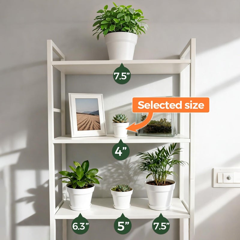 T4U 4 Inch Plant Pots 8-Pack, Small Flower Pots with Drainage Hole and Saucer, Decorative Nursery Pot Bulk for African Violet, Snake Plant, Succulent, Herb and Plants Indoor (8 Pcs 4" Pots, White) - Image 5