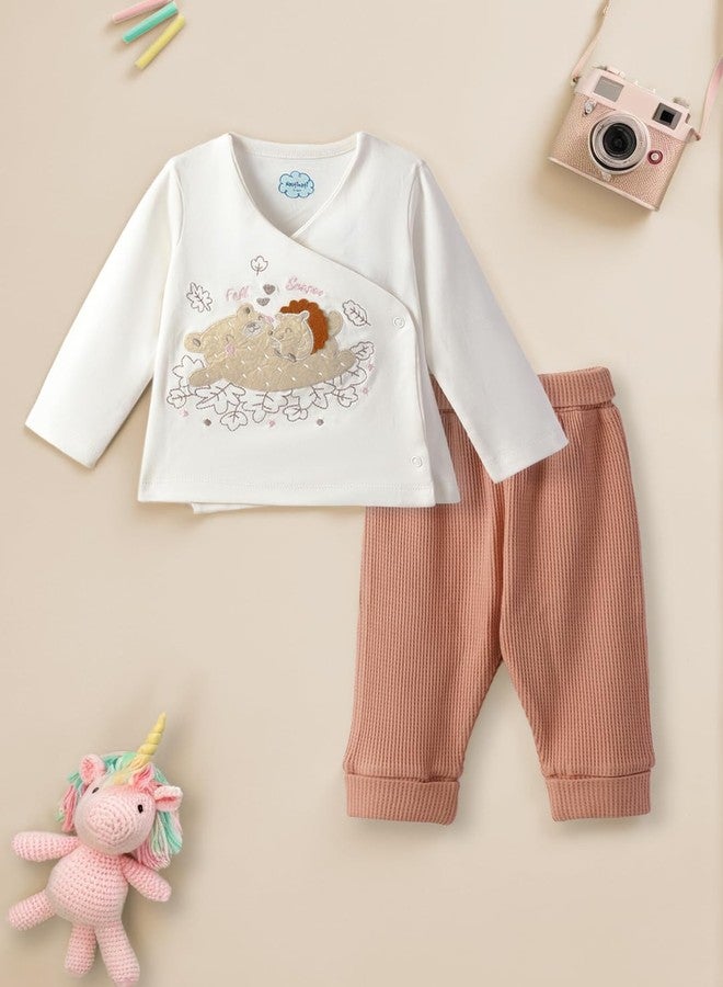 Nautinati Infant Girls Pure Cotton Top with Trousers| I Age 0-3 Years - Image 4