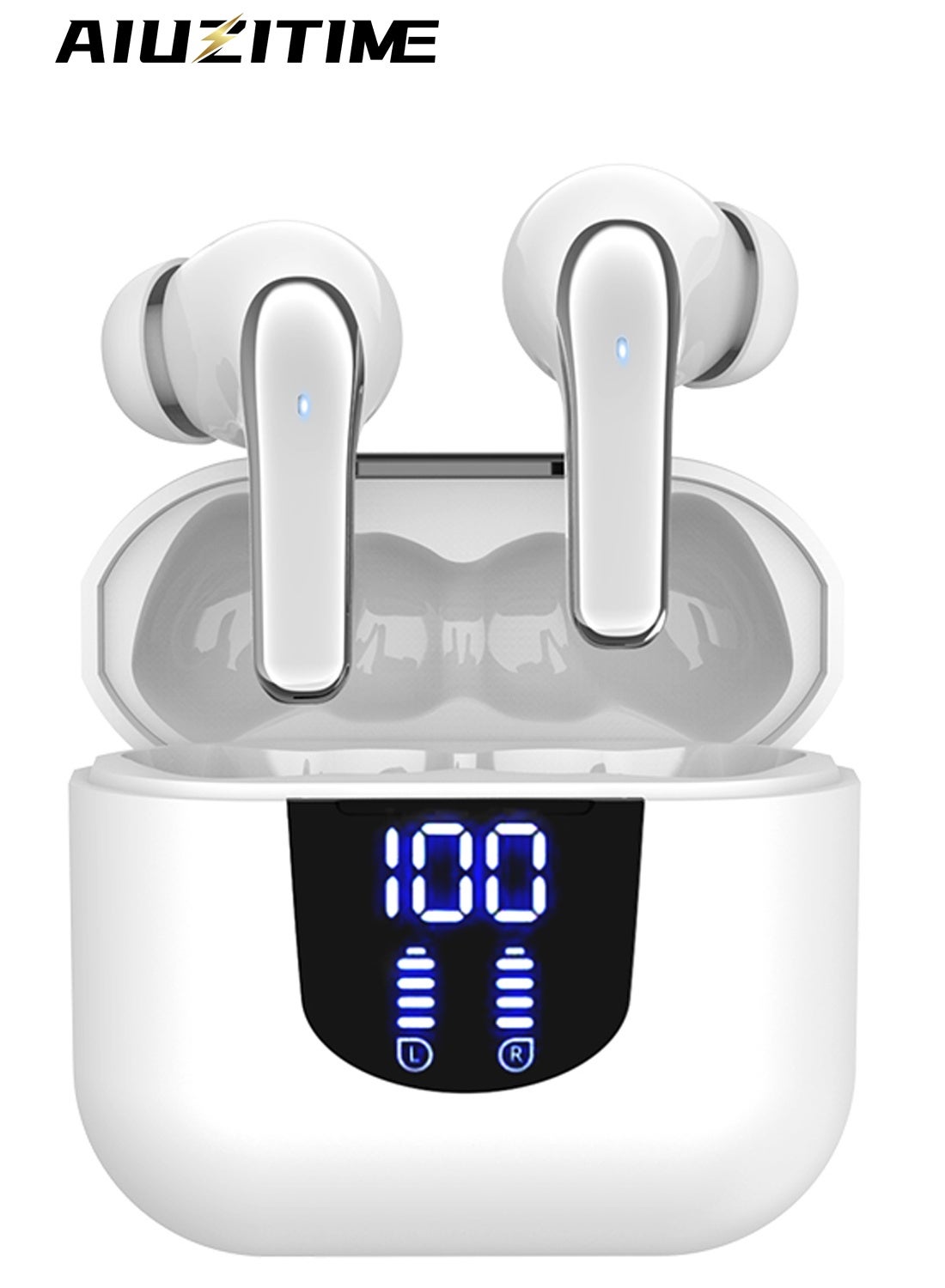 أيوزيتايم Aiuzitime Wireless Earbuds With Led Battery Display Hifi Headphones Bass Stereo Wireless Earphones With Noise Cancelling Earphones Clear Calls Earbuds For