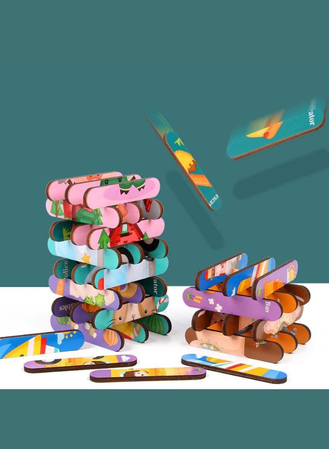 Wooden Toy 3D Double-sided Jigsaw Bar Puzzles Children’s Creative Story Stacking Matching Puzzle Early Educational Toys 1pcs - Image 3
