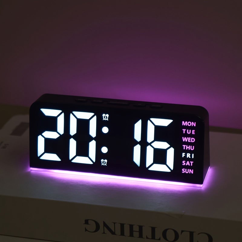 ساعة منبه رقمية LED بحجم صغير مع ضوء جوي غلاف أزرق - Image 1