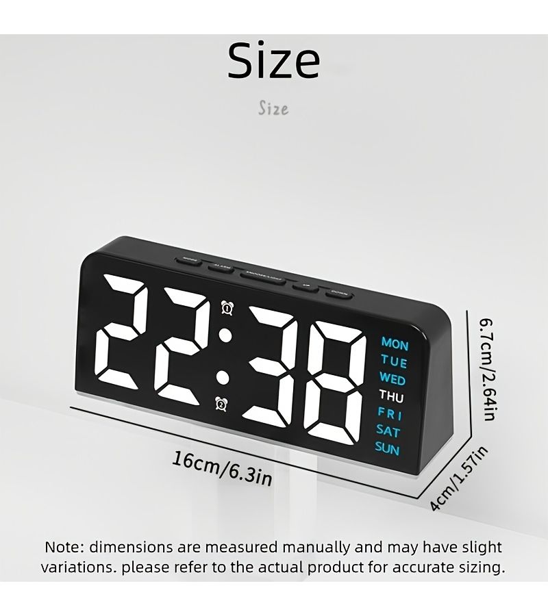 ساعة منبه رقمية LED بحجم صغير مع ضوء جوي غلاف أزرق - Image 3