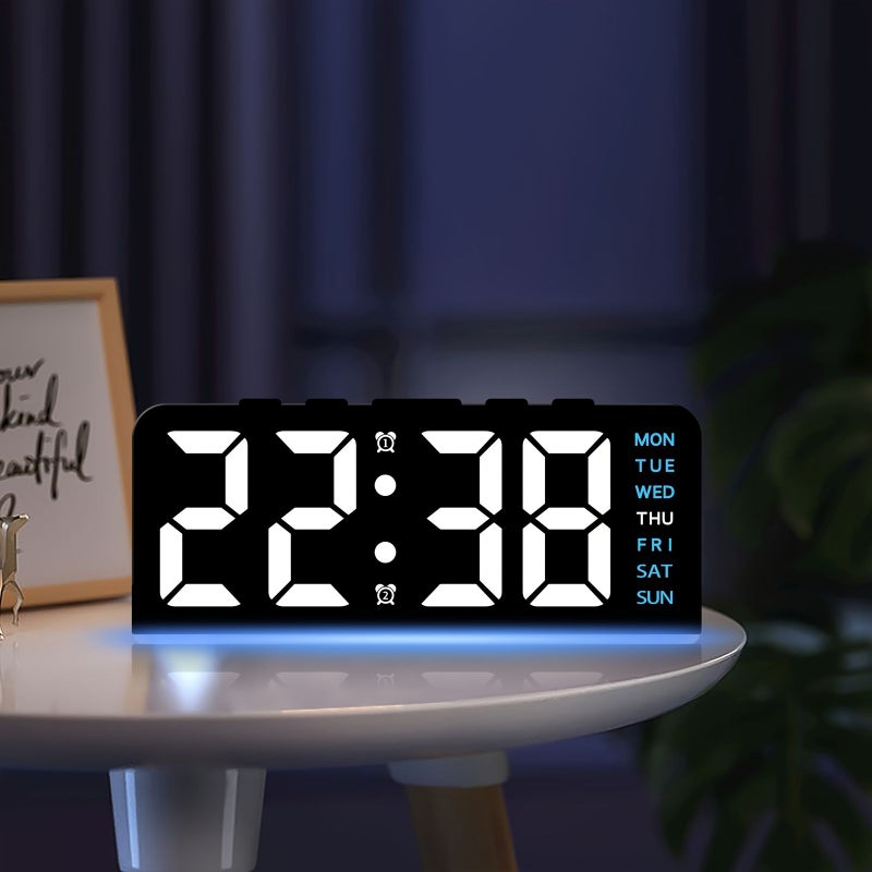 ساعة منبه رقمية LED بحجم صغير مع ضوء جوي غلاف أزرق - Image 2