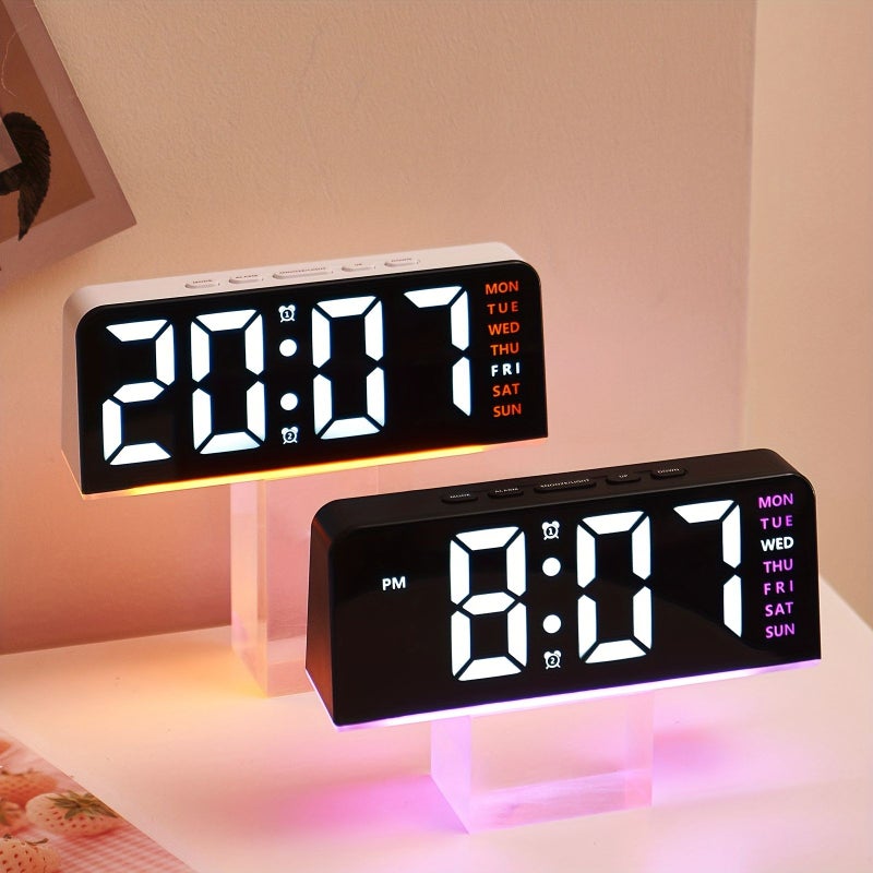 ساعة منبه رقمية LED بحجم صغير مع ضوء جوي غلاف أزرق - Image 4