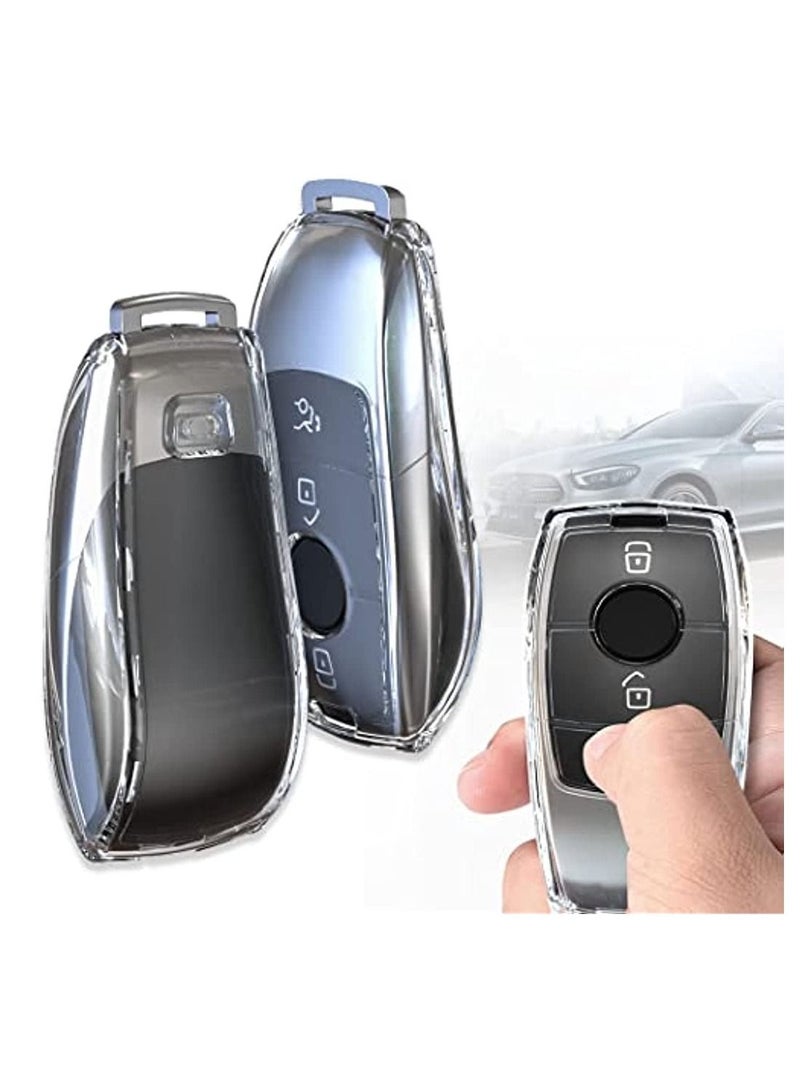 Generic For Mercedes-Benz Key Fob Cover Clear Soft Premium TPU Full Protection Case Shell For Benz A-Class C-Class C300 C63 CLA CLS E-Class E300/ E400/ E63 G-Class GL/ GLK GLA - Image 1