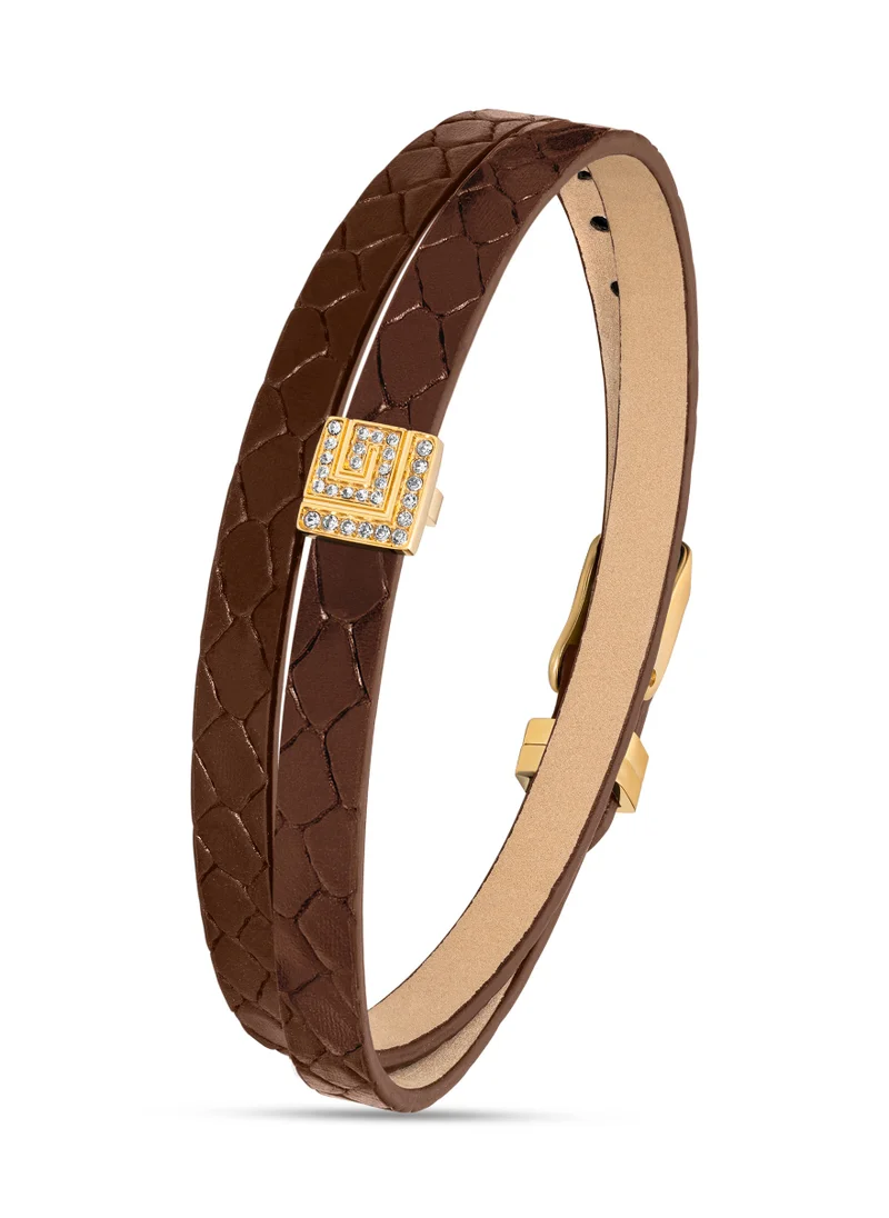 غاي لاروش Elise Brown Leather Bracelet