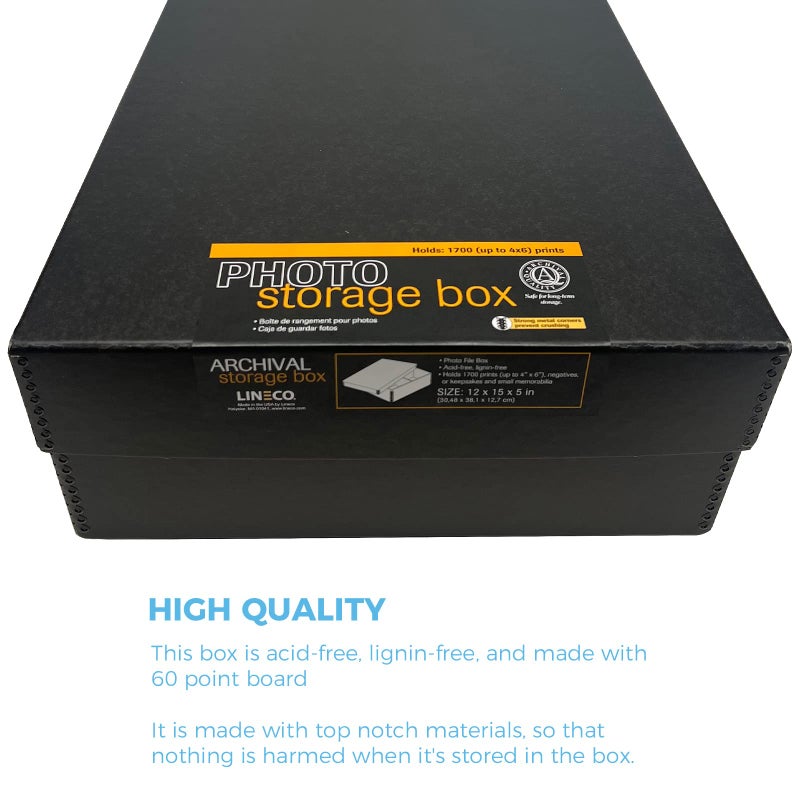 Lineco, 4x6 Photo Storage Box, Archival Pictures Organizer, Holds up to 1700 of 4 x 6 Photograph, Store & Preserve Prints, Docs, Reports, Removable Lid 15.5" x 12" x 5" - Image 5