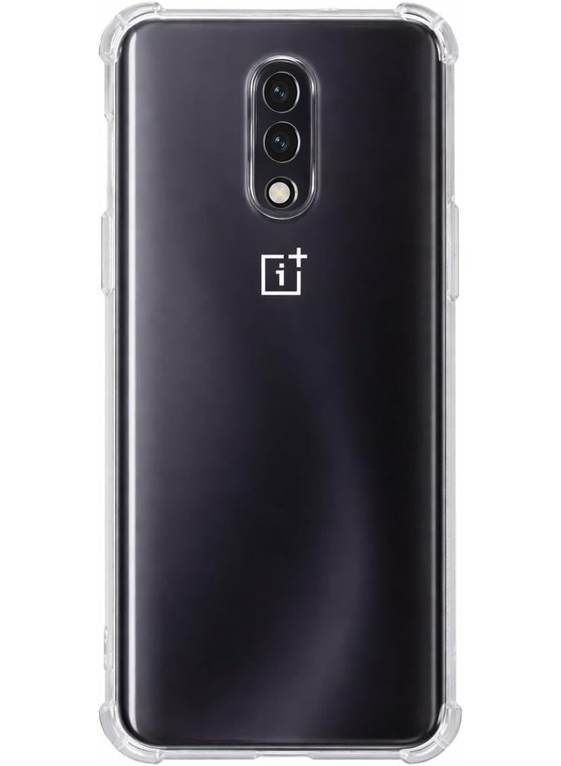 جراب متوافق مع OnePlus 7 و OnePlus 6T، مصنوع من السيليكون الشفاف (TPU) ومقاوم للصدمات، يتميز بحماية للكاميرا وزوايا معززة ضد الصدمات - شفاف. - Image 1