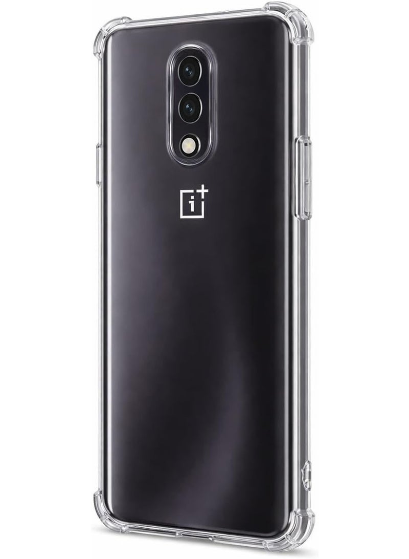 جراب متوافق مع OnePlus 7 و OnePlus 6T، مصنوع من السيليكون الشفاف (TPU) ومقاوم للصدمات، يتميز بحماية للكاميرا وزوايا معززة ضد الصدمات - شفاف. - Image 2
