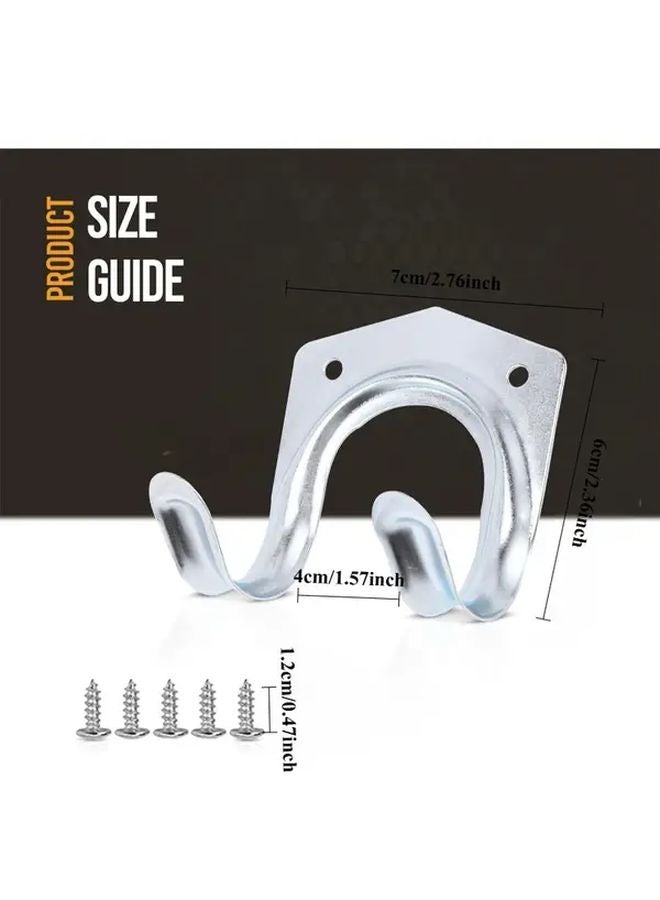 5 Pieces Heavy Duty Metal Wall Mounted Tool Rack Double Hooks For Garage Garden Tool Storage Organization - Image 1