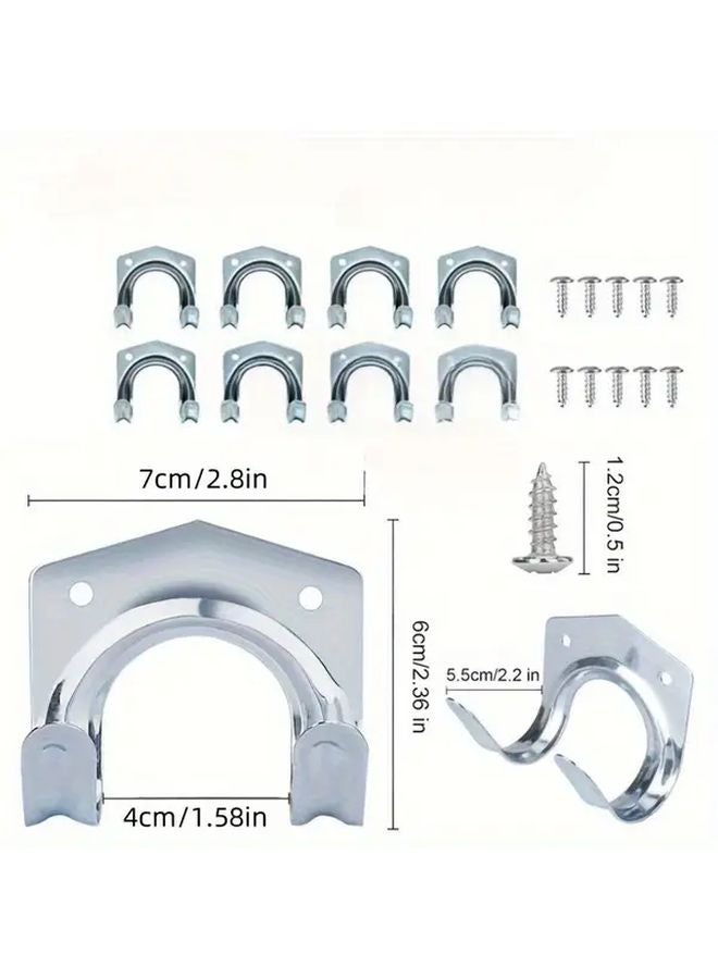 5 Pieces Heavy Duty Metal Wall Mounted Tool Rack Double Hooks For Garage Garden Tool Storage Organization - Image 3