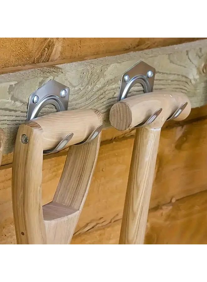 5 Pieces Heavy Duty Metal Wall Mounted Tool Rack Double Hooks For Garage Garden Tool Storage Organization - Image 4