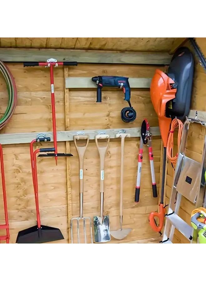 5 Pieces Heavy Duty Metal Wall Mounted Tool Rack Double Hooks For Garage Garden Tool Storage Organization - Image 5