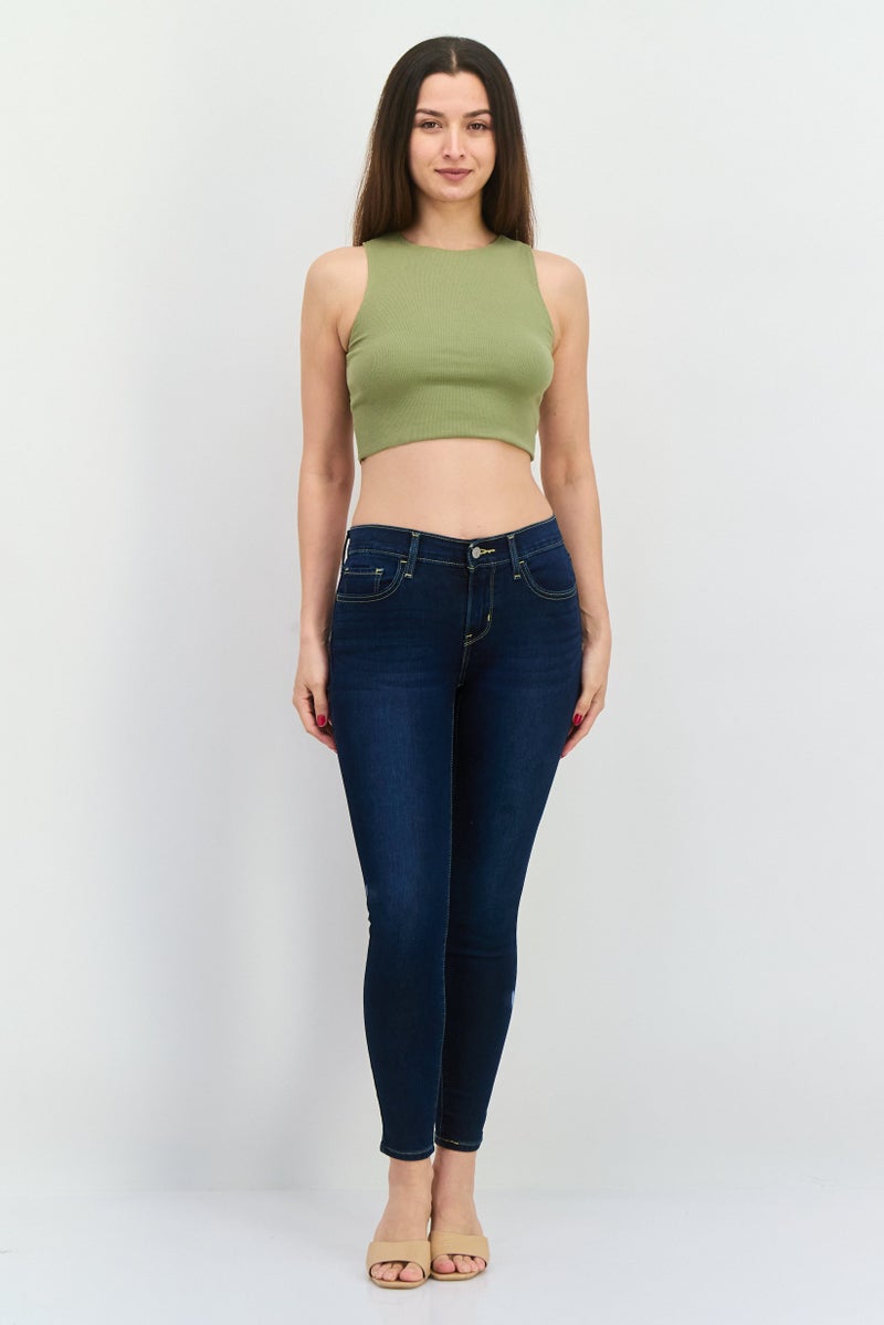 Levi's جينز نسائي سوبر سكينى بخصر متوسط قابل للتمدد، أزرق داكن - Image 4