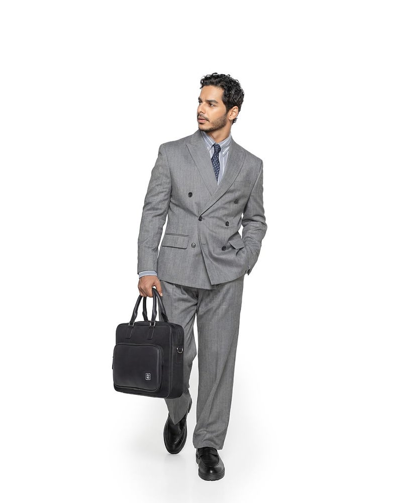 EUME 15L Executive Laptop Bag for Men | Water Resistant | Professional Messenger Bag | Tablet Compartment| Multiple Organisers | Upto 15.6" Laptop/MacBook | Vegan Leather Office Bag | Charcoal Black - Image 2