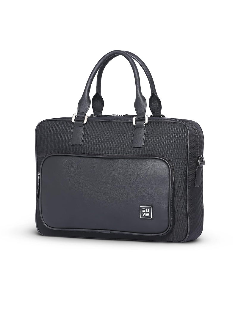 EUME 15L Executive Laptop Bag for Men | Water Resistant | Professional Messenger Bag | Tablet Compartment| Multiple Organisers | Upto 15.6" Laptop/MacBook | Vegan Leather Office Bag | Charcoal Black - Image 3