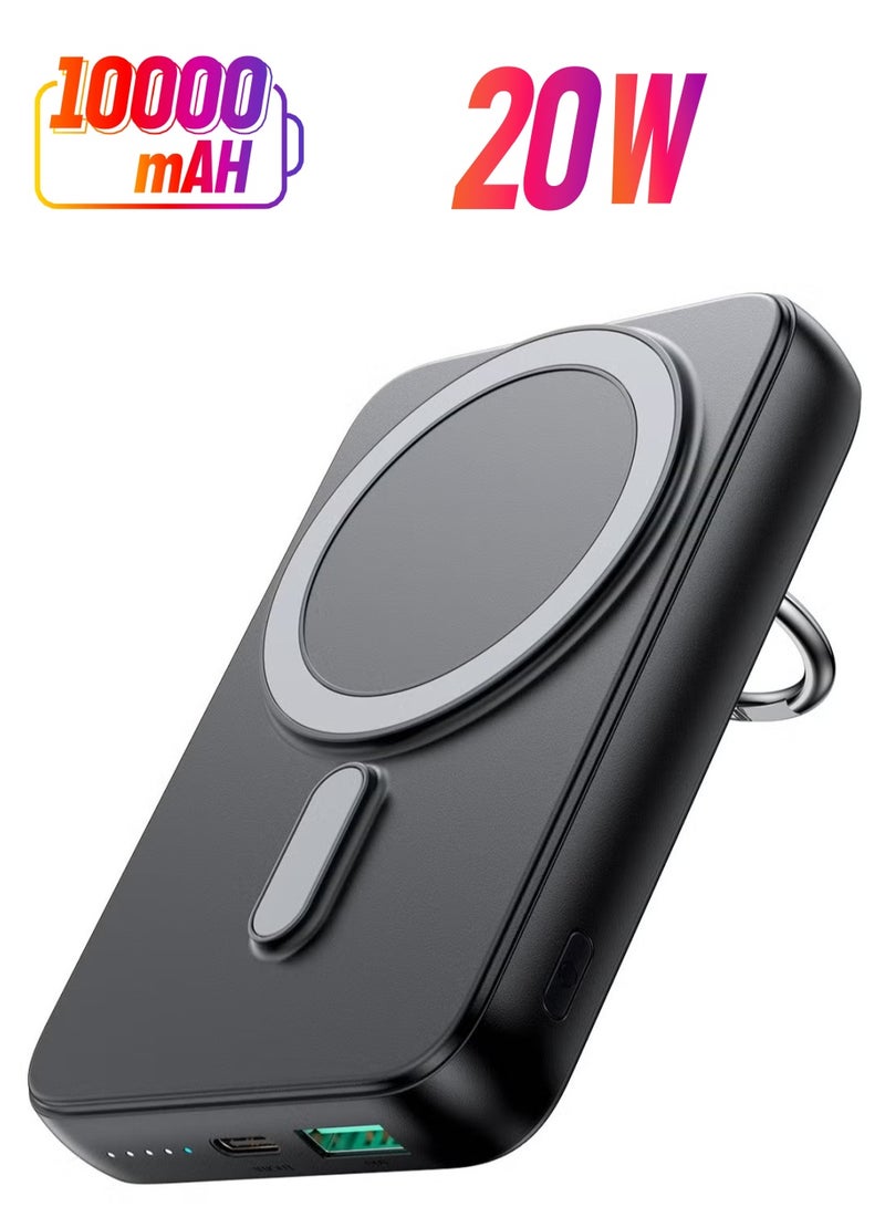 JAJEEK JR-W050 20W Power Bank 10000mAh with Ring Holder – Portable Fast Charging Power Bank, Compact & Lightweight, Black  - Image 1