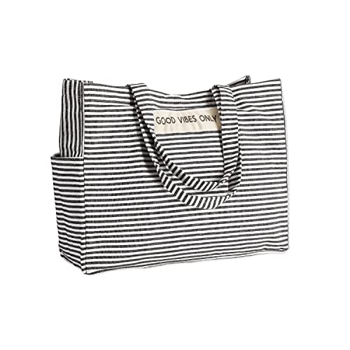 Folkulture Beach Bag 17x14 Waterproof Sandproof Large Tote Bags for Women Swimming Pool Travel Vacation Beach Essentials Accessories Gifts Bolsos Para Mujeres Simple Modern Pool Bag - Image 1