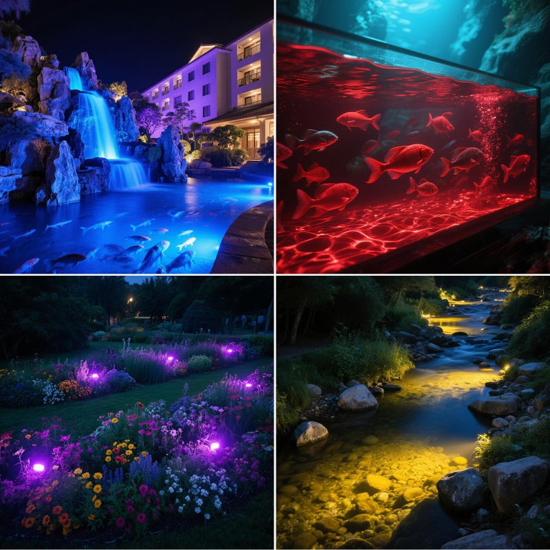 T-SUN Solar Pond Lights, 3-in-1 RGB Solar Underwater Pond Lights, IP68 Waterproof Sustainable Submersible Light for for Pond, Garden, Patio, Fountain, Pool, Waterfall Decoration - Image 2