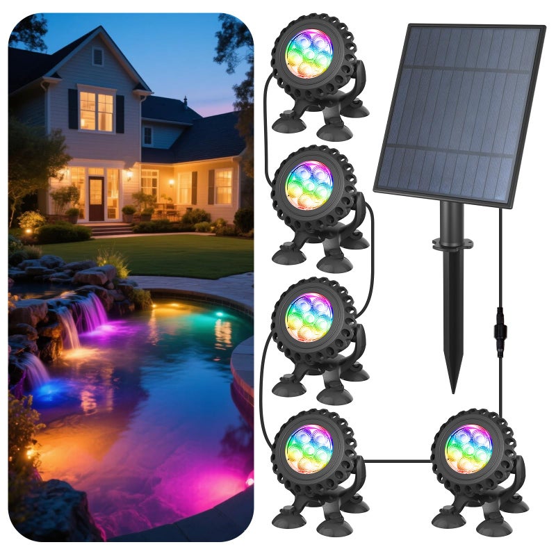 T-SUN Solar Pond Lights, 3-in-1 RGB Solar Underwater Pond Lights, IP68 Waterproof Sustainable Submersible Light for for Pond, Garden, Patio, Fountain, Pool, Waterfall Decoration - Image 1