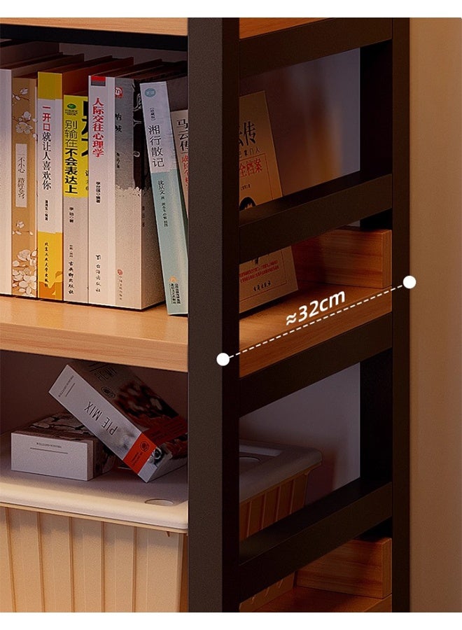 إن كي أكس خزانة كتب من الخشب الصلب، خزانة دراسة قائمة على الأرض، رف كتب لغرفة النوم وغرفة المعيشة وتخزين الطلاب 80*32*125 - Image 5