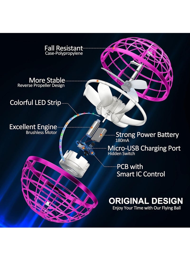 MAGIC VAULT Flying Orb Ball Toy, Hover Ball Boomerang Fly Fidget Spinner, Cool Toys Gifts for 6 7 8 9 10 11 12+ Years Old boy Girls Teens, Hand Mini Drone Cosmic Globe, Indoor Outdoor Toys (Pink) - Image 2